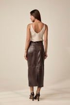 Saia L�pis Longuete - Marrom Caf�