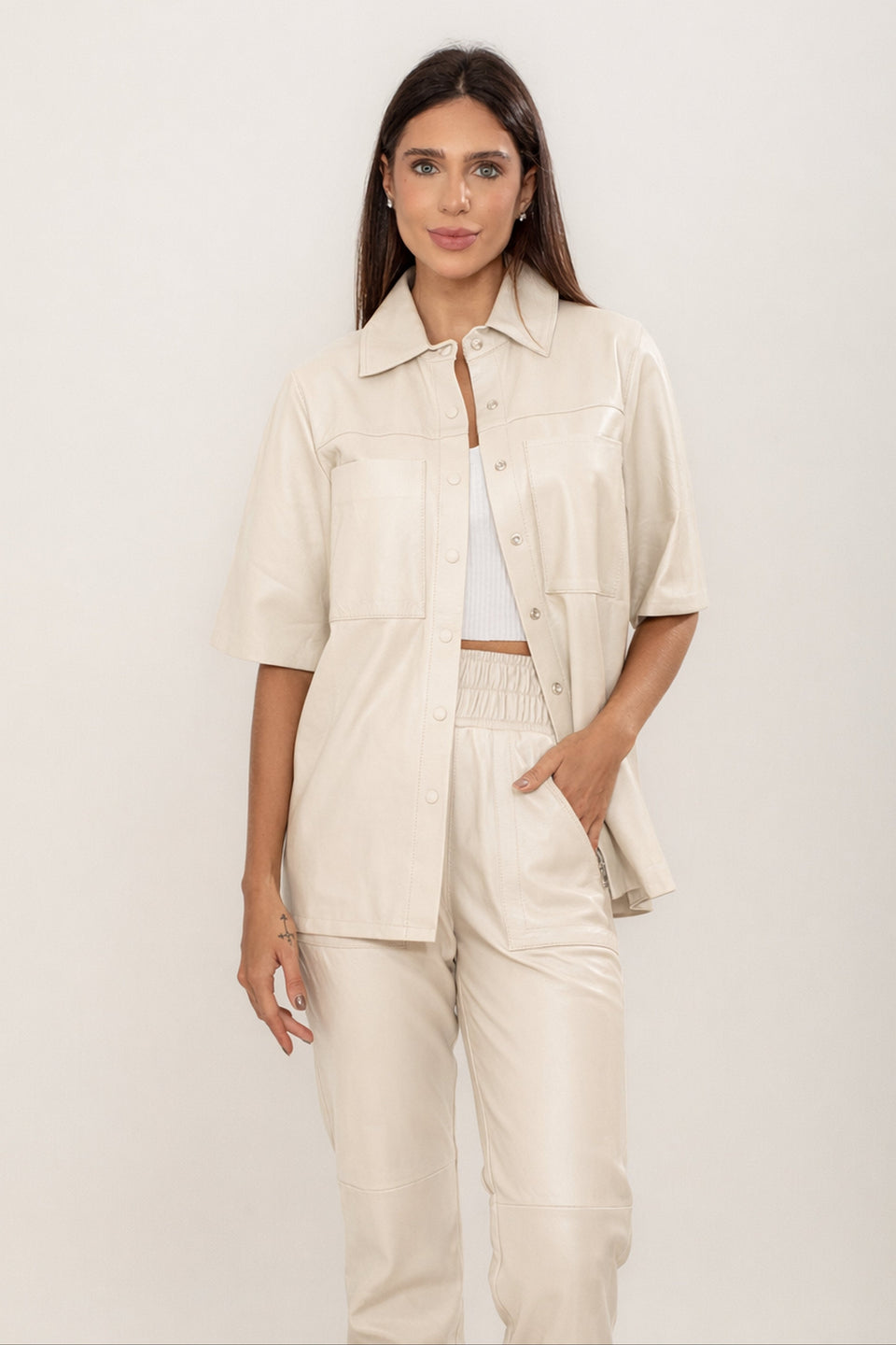 Camisa Couro Longa - Off