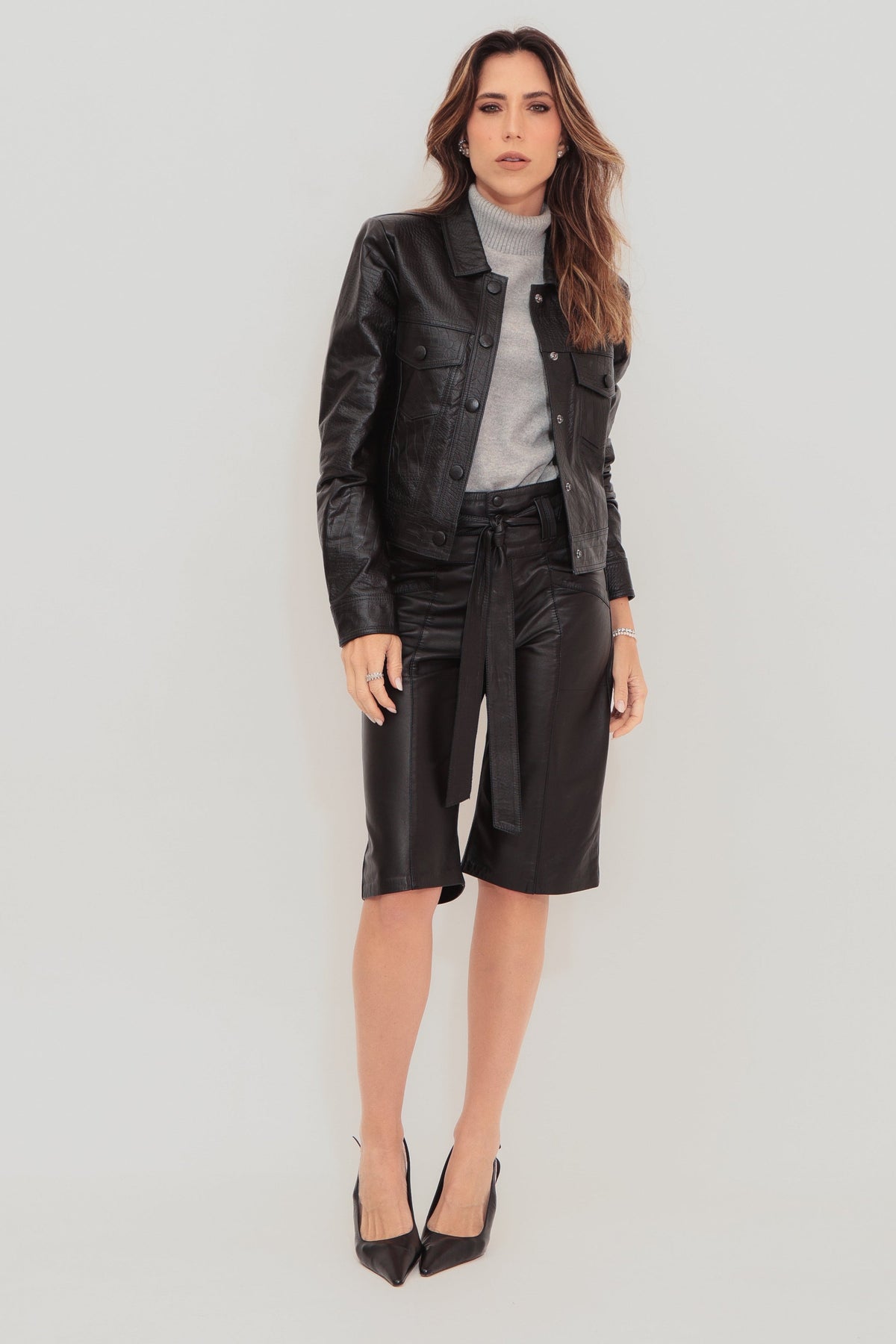 Jaqueta Bot�o - Croco