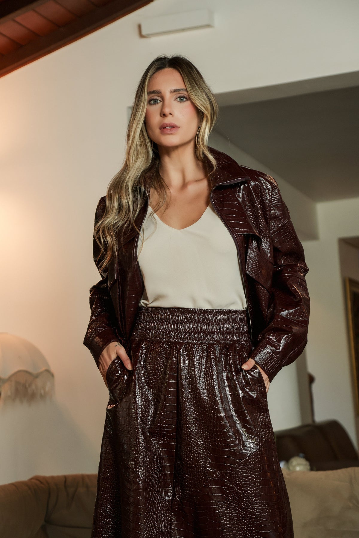 Jaqueta Over Alexia Over - Croco Caf�