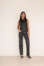 Blusa Regata Couro - Preto