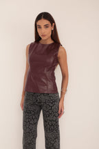 Blusa Regata Couro - Marsala