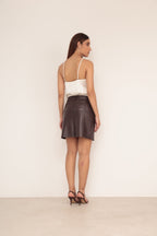 Saia Curta Bolso - Marrom Caf�