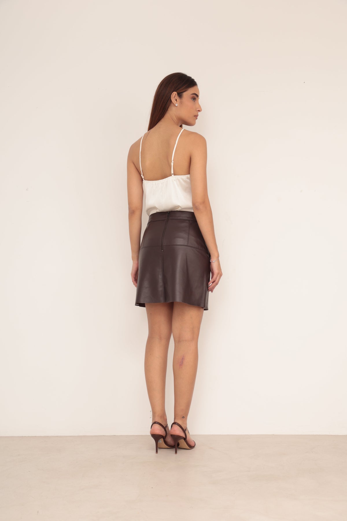 Saia Curta Bolso - Marrom Caf�