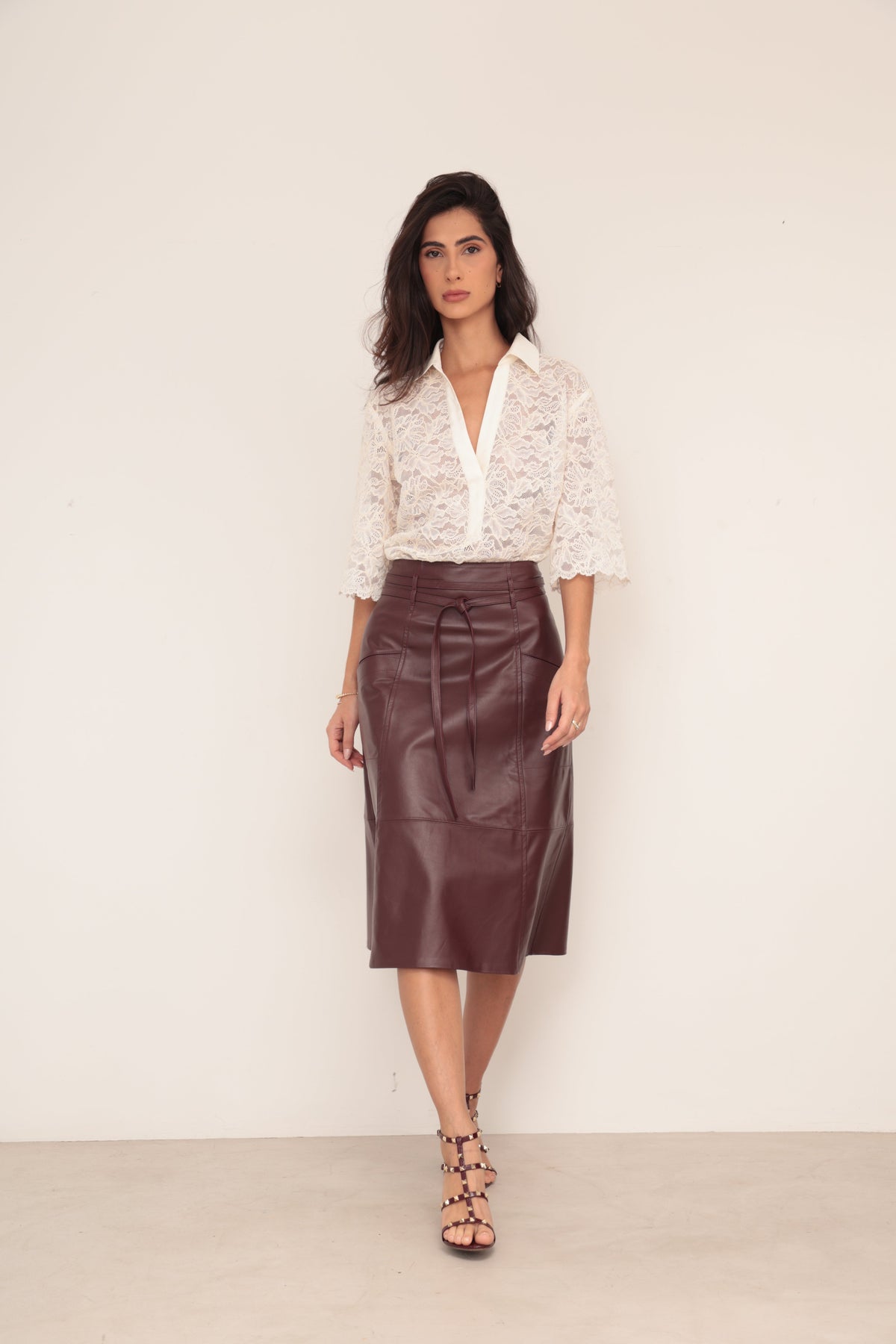 Saia Midi Bolso - Marsala