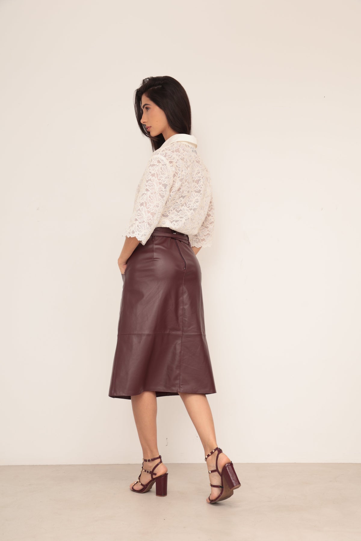 Saia Midi Bolso - Marsala