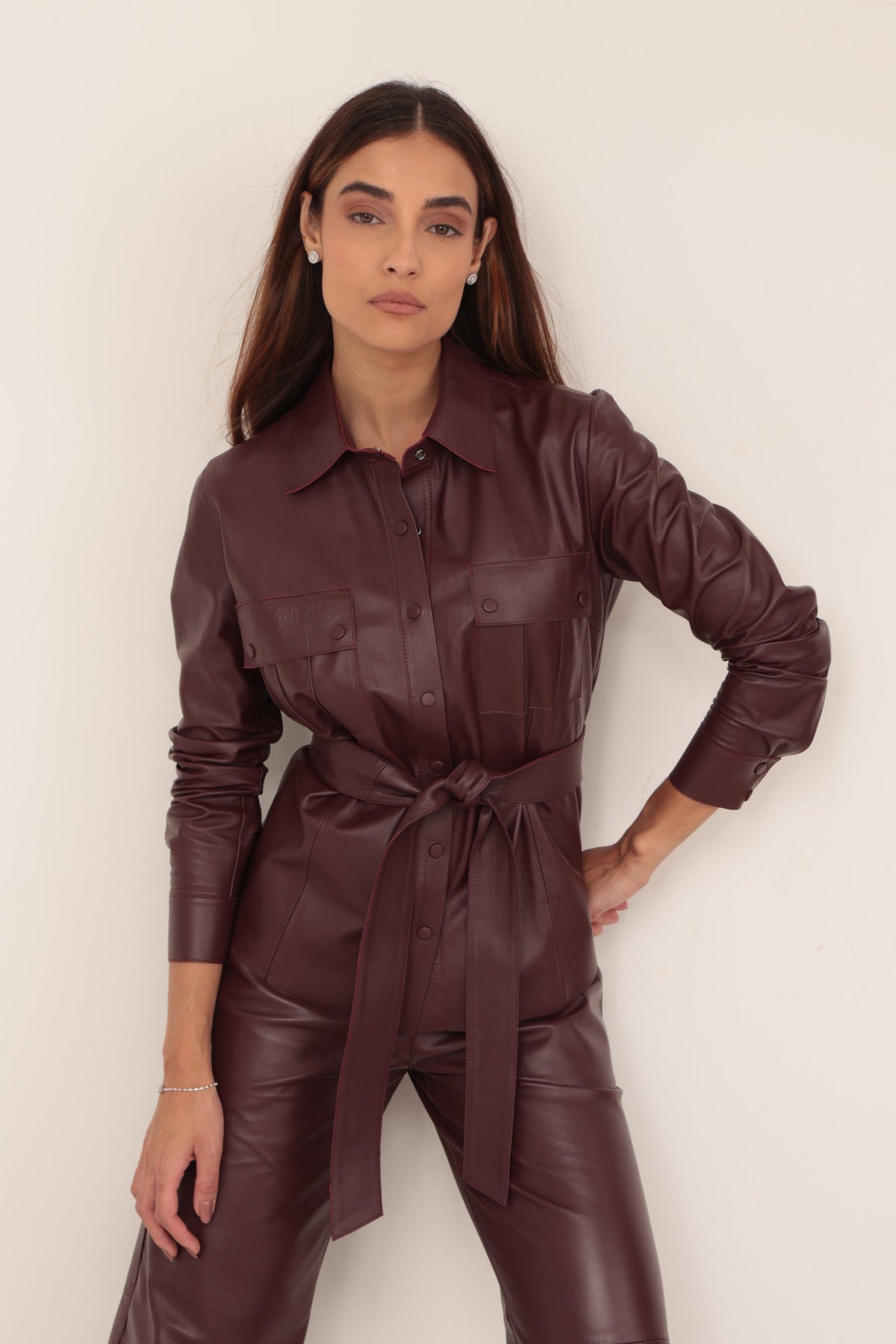 Camisa Bot�o - Marsala