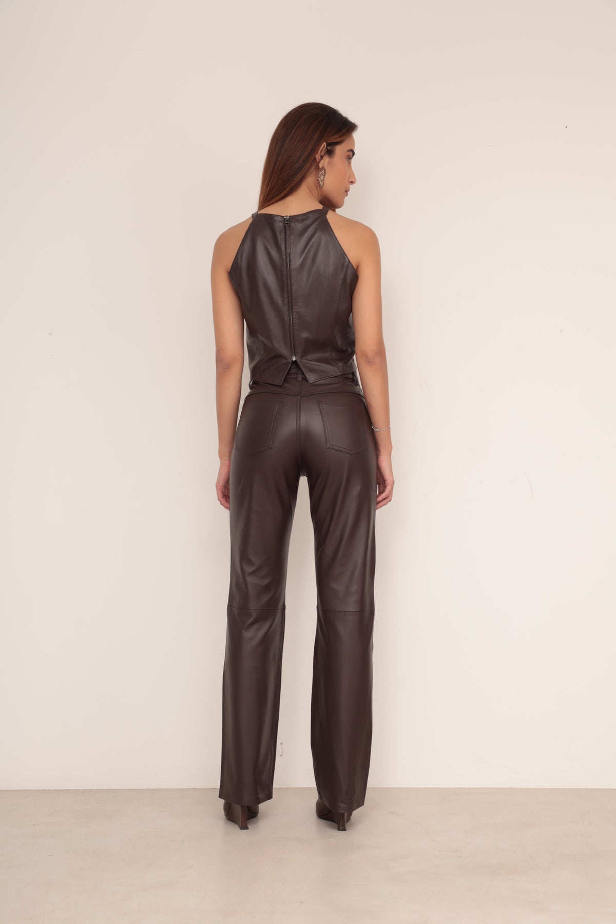 Cropped Trap�zio - Marrom Caf�