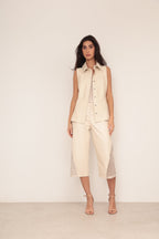 Colete Couro Cord�o - Off
