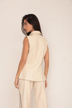 Colete Couro Cord�o - Off