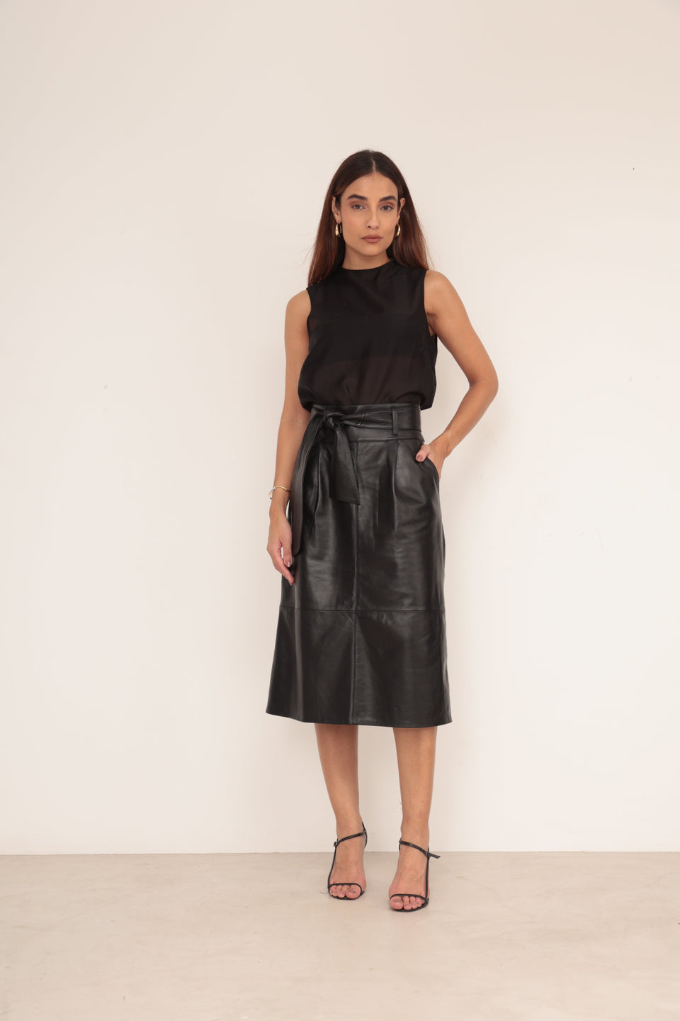 Saia Midi Faixa - Preto
