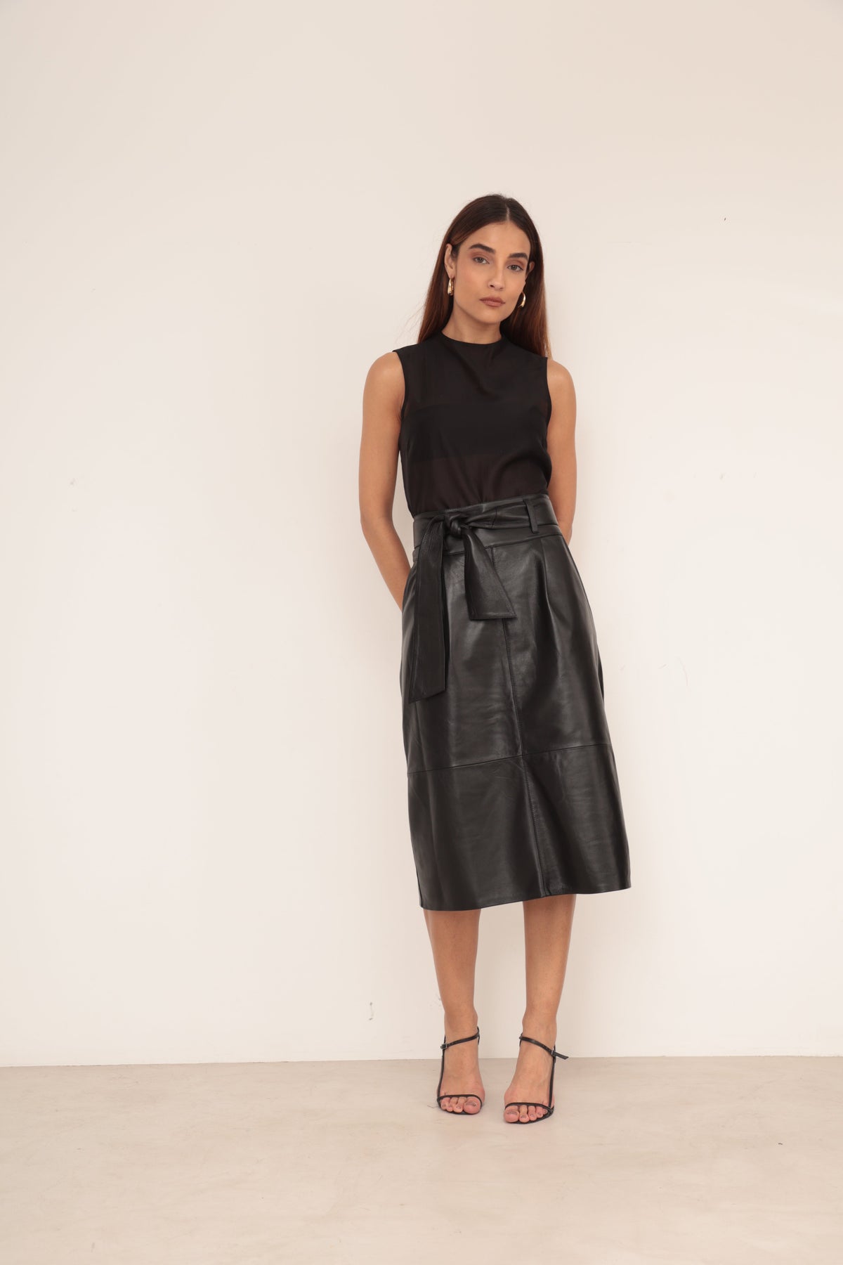 Saia Midi Faixa - Preto