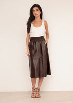 Saia Midi El�stico - Marrom Caf�