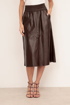 Saia Midi El�stico - Marrom Caf�