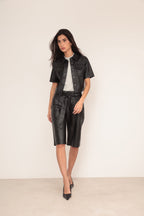 Bermuda Couro Faixa - Preta