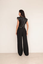 Blusa Couro Estruturada - Preta