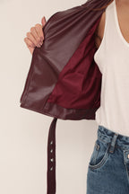 Jaqueta de Couro Fivela - Marsala