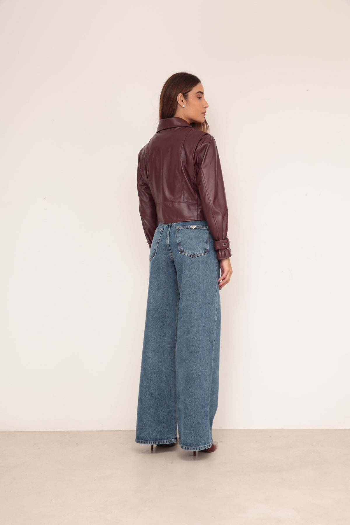 Jaqueta de Couro Fivela - Marsala