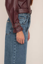 Jaqueta de Couro Fivela - Marsala