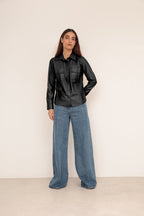 Camisa Bot�o - Preta