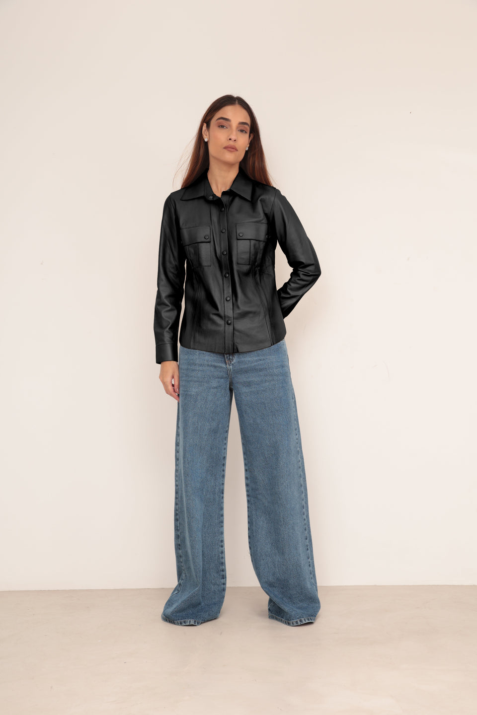 Camisa Bot�o - Preta