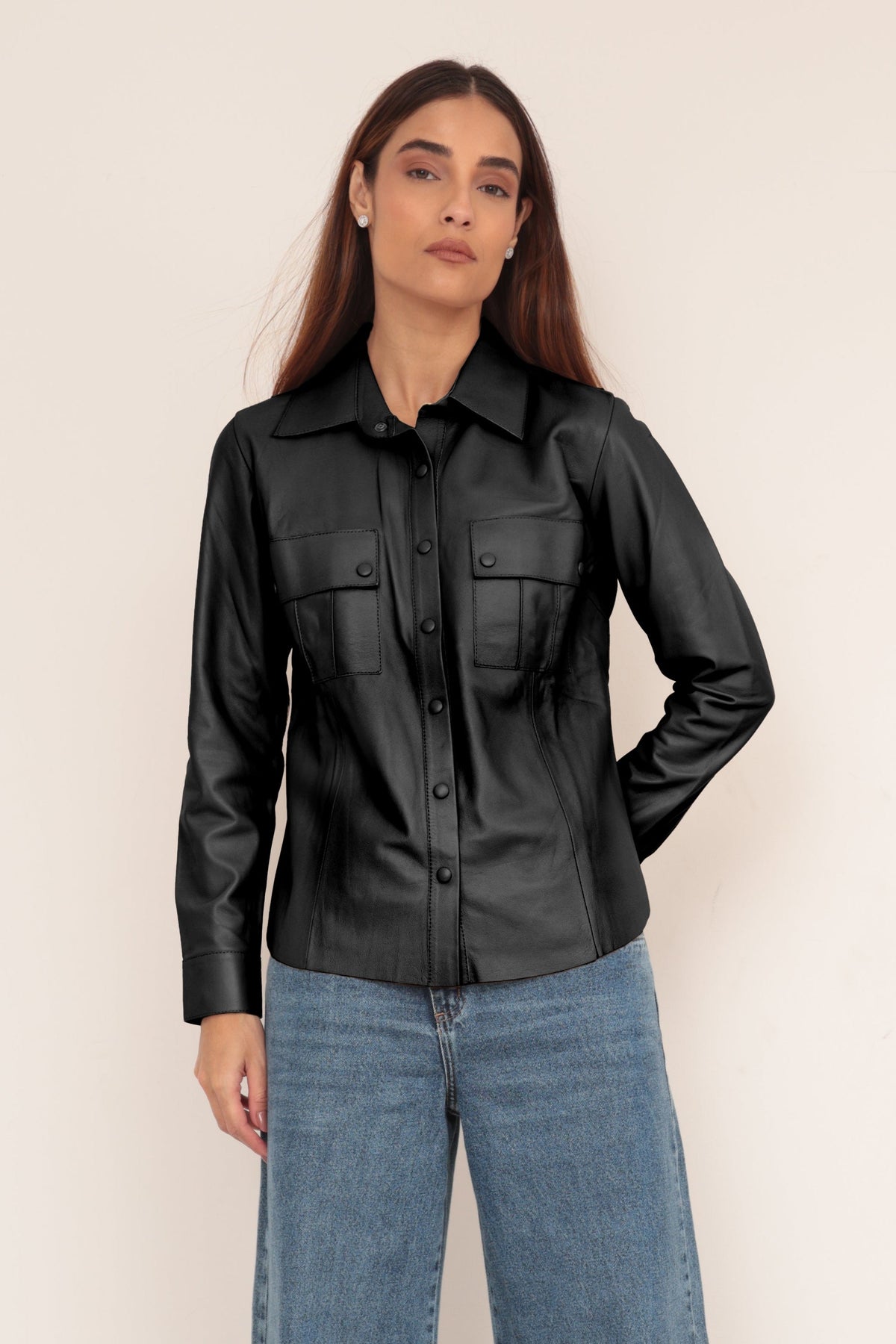 Camisa Bot�o - Preta