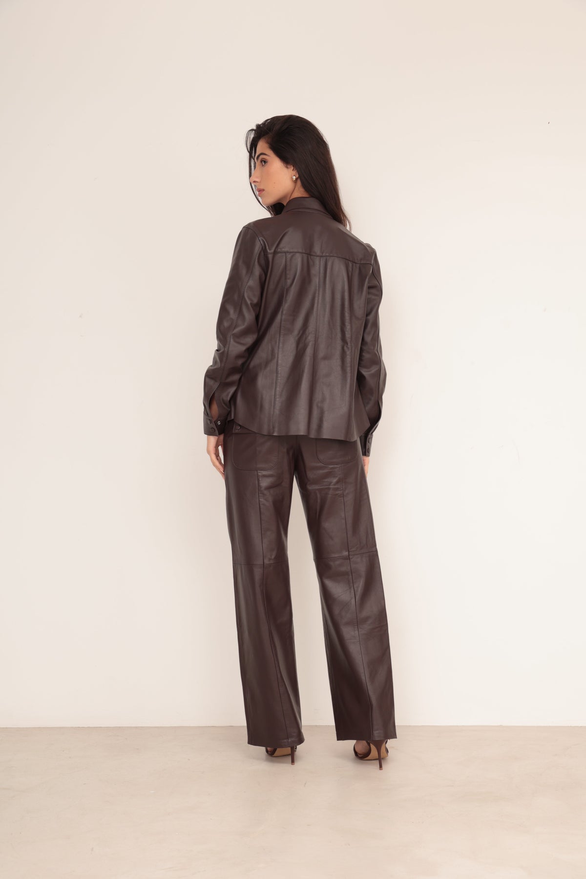 Camisa Bot�o - Marrom Caf�