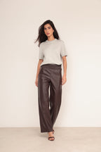 Cal�a El�stico Reta Marrom Caf�